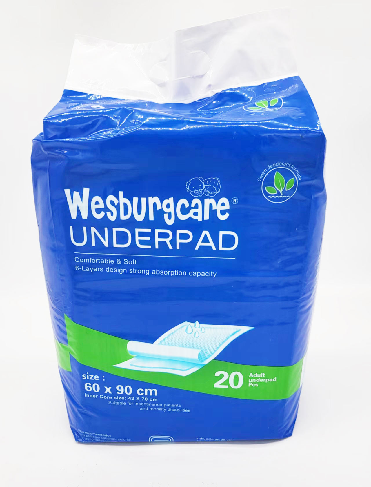 UnderPad de 60 cm * 90 cm de la marca Wesburg del fabricante de China