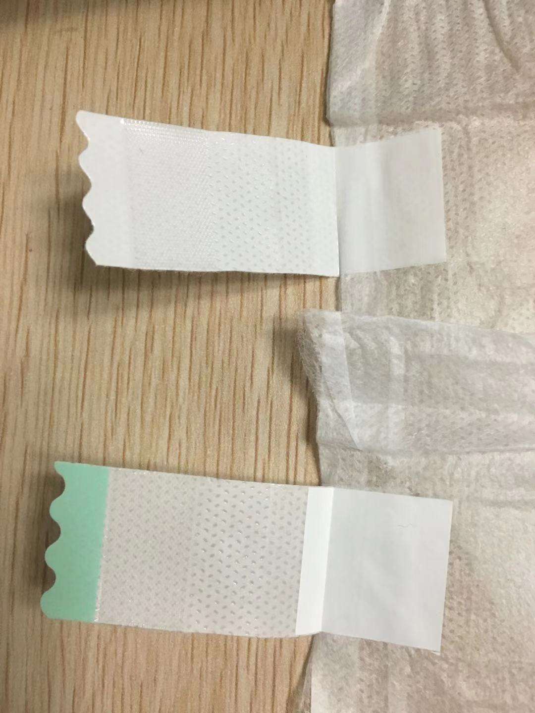 Pañal para bebés y pañales para adultos, materia prima, gancho adhesivo no tejido, cinta lateral mágica