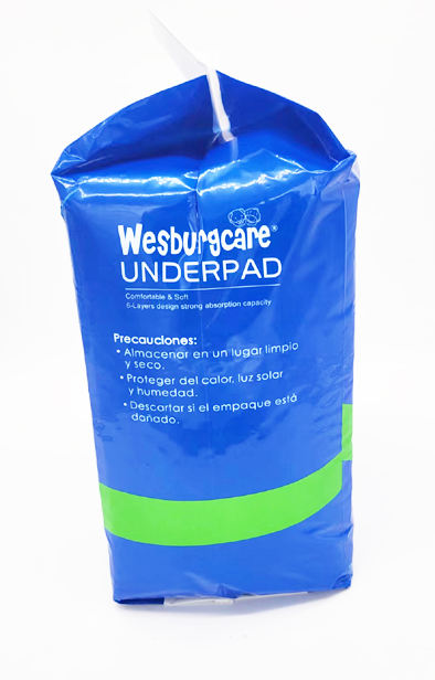 Almohadilla interior desechable para el cuidado personal 60*90 de la marca Wesburgcare núcleo de absorción fuerte de pulpa de madera de EE. UU.