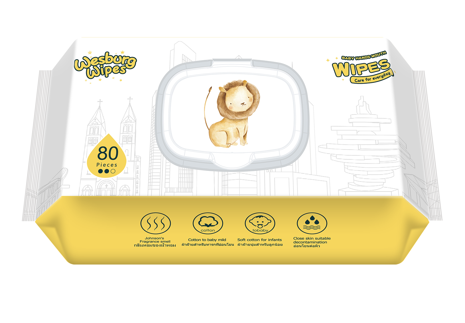 Handas de bebé Boca Cuidado de la piel para la piel para todos los días Wesburgwipes Wetwipes del fabricante de China