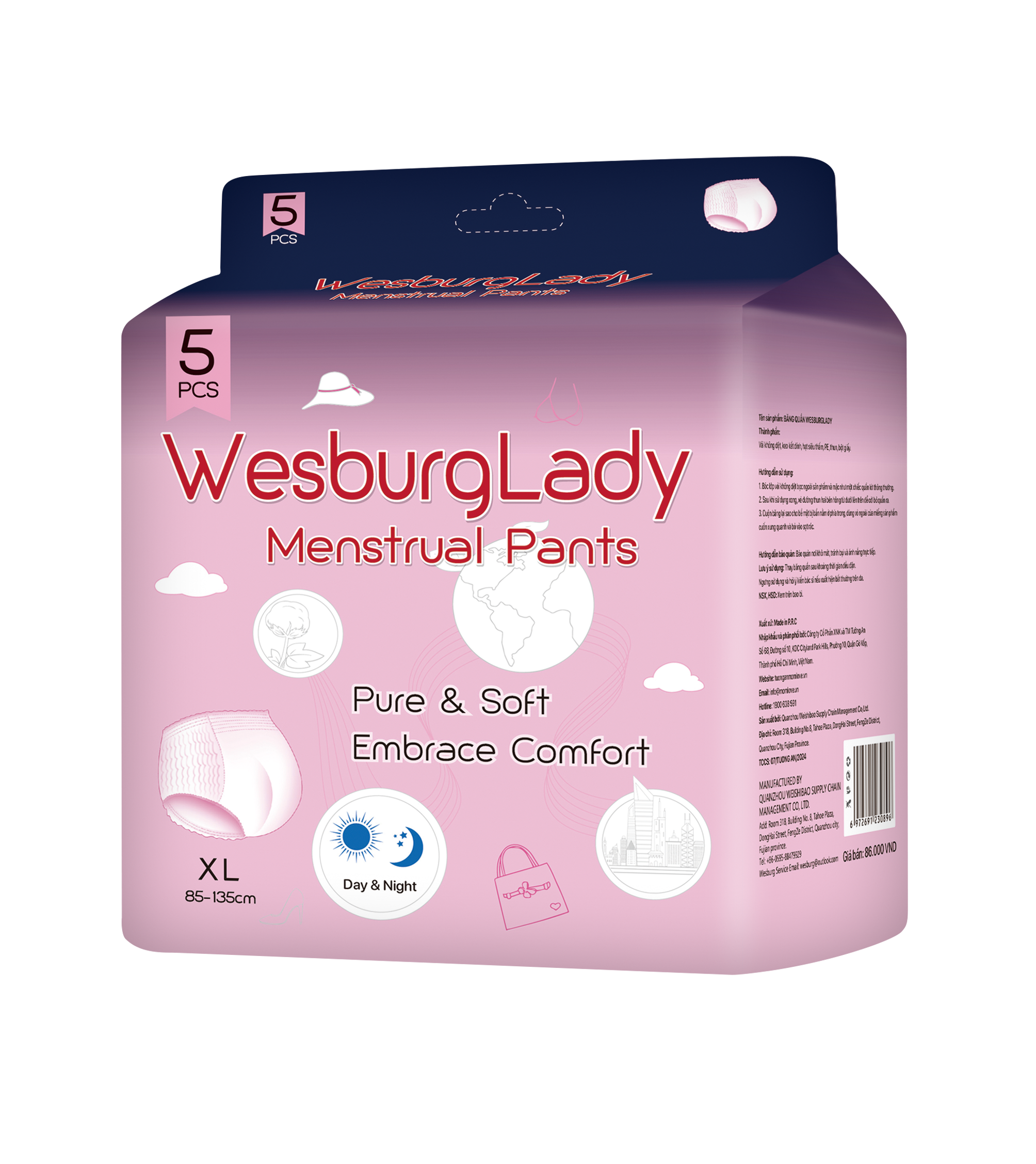 Ropa interior desechable de Wesburglady para mujeres, cobertura de algodón orgánico: almohadillas de incontinencia, elementos esenciales posparto, ropa interior desechable, cobertura máxima sin perfume. 